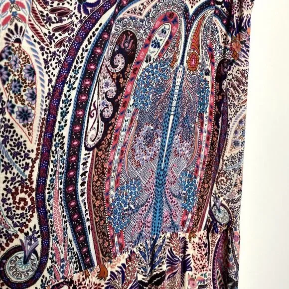 ba&sh Baraka Rose Sleeveless Paisley Printed Maxi Dress Large Boho Hippie Shift